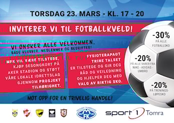 Fotballkveld på Sport1 Tomra 23. mars